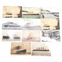 2 x postcards of Lusitania t/w 9 x postcards of the Mauretania ~ RMS Lusitania (1907-15) was