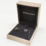 Georg Jensen pair of silver hematite earrings #8 in original retail box
