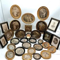 Lifetime collection of antique original framed etchings / engravings inc Bartolozzi - largest 27cm