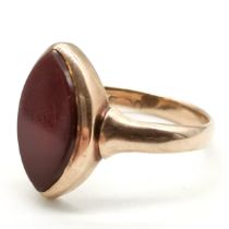 Antique 1894 hallmarked rose gold signet ring with cornelian panel - size T & 4.3g total weight