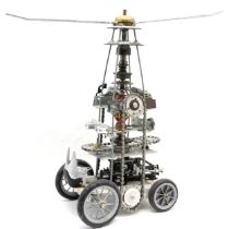 Scratch built static model / sculpture made from scrap metal parts named by maker 'Jellycopter' -