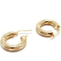 Italian 9ct hallmarked gold designer hoop earrings by UnoAErre ~ 2.2cm drop & 1.5g