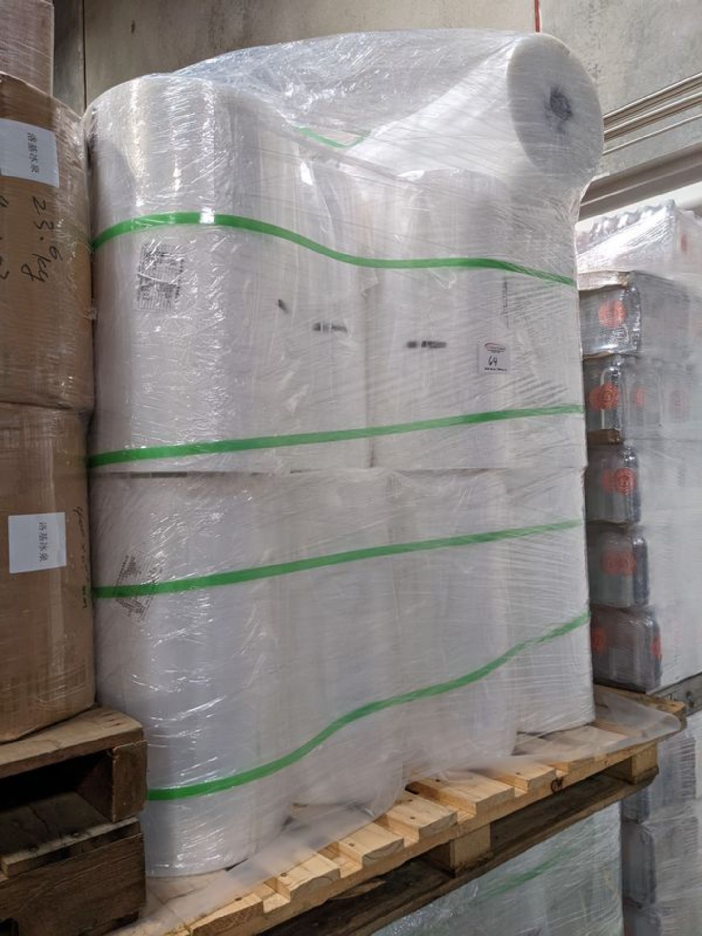 Skid of 21" Plastic Film Rolls