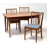 VANSON; a mid-20th century teak dining suite comprising extending dining table with single leaf,