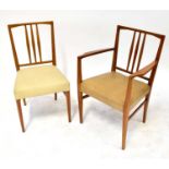 VANSON; eight late 1960s teak chairs (6+2) with beige leatherette seats (8).Qty: 8