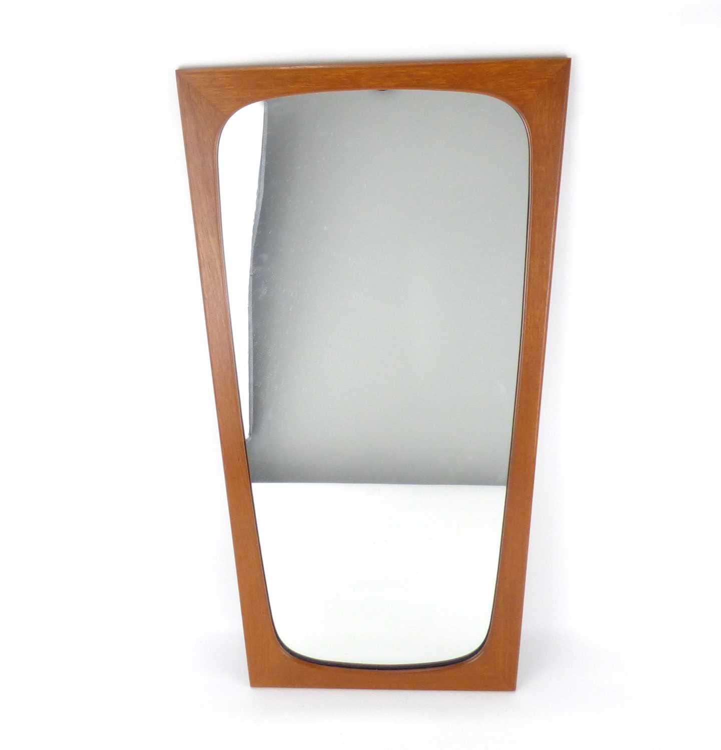 A G-Plan style teak wall mirror of tapered form, length 70cm, together with a rectangular bevel edge - Image 2 of 2