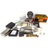 Various mixed collectibles to include a cast aluminium money box, a boxed Mississippi harmonica,