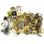 Various items of modern and vintage costume jewellery to include rings, necklaces and brooches, also