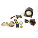 Various collectibles to include a Japanned Walker & Hall mantel clock, a pair of opera glasses, a