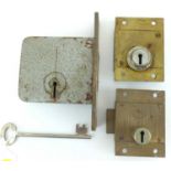 Three vintage detector locks to include an early 20th century Chubb example with associated key