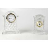 A Waterford Crystal mantel clock, height 19cm, the dial set with Roman numerals and a boxed Royal