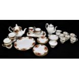 ROYAL ALBERT; 'Old Country Roses' part tea service including five cups and teapot, also a Crown