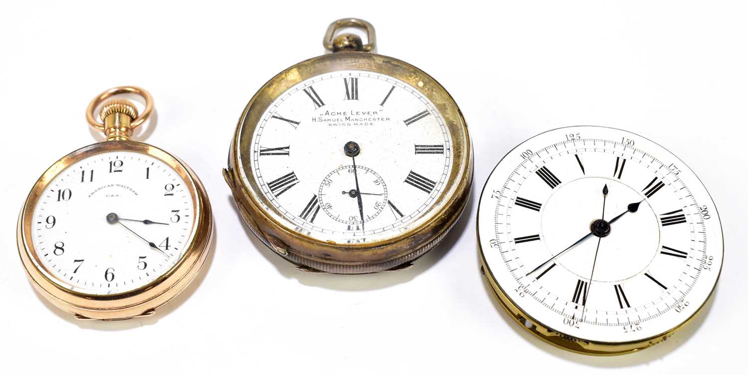 H. SAMUEL MANCHESTER; a 935 grade key wind open faced pocket watch, the enamel dial set with Roman
