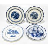 Four 18th century Pearlware plates to include a pair of examples decorated in the varients of the '