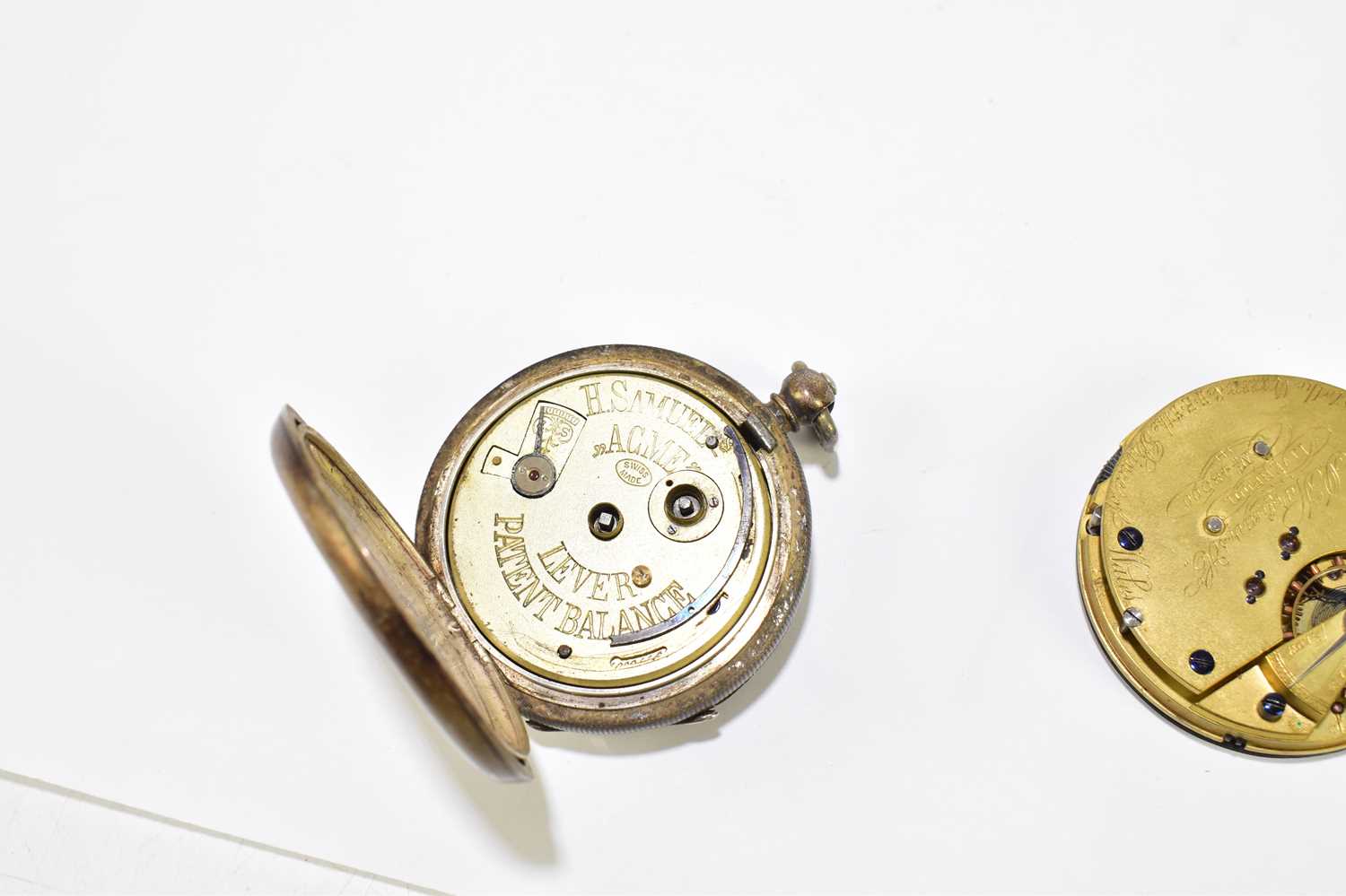H. SAMUEL MANCHESTER; a 935 grade key wind open faced pocket watch, the enamel dial set with Roman - Image 4 of 4