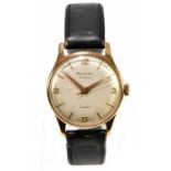 ROTARY; a gentleman's 9ct gold wristwatch, the circular dial with Arabic numerals and baton numerals