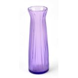 LALIQUE; a purple glass vase of textured form with flared rim, etched mark to underside of the base,