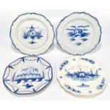 Four 18th century Creamware plates to include two feather edge examples to include an example with