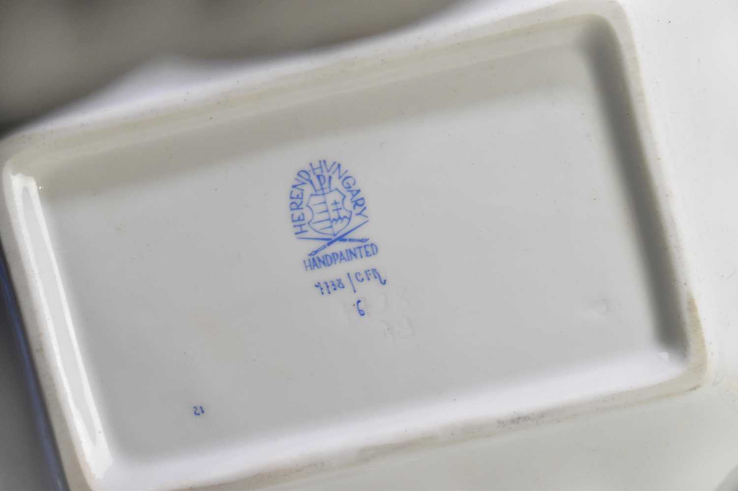 HEREND; a collection of assorted porcelain to include three rectangular dishes with hand painted - Image 7 of 7