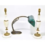 CHARLES RANC; an Art Nouveau bronze desk lamp with applied and cast floral decoration, impressed