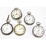 Two hallmarked silver key wind open faced pocket watches, one example signed J.G.Graves,