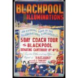 BLACKPOOL INTEREST; an original 1950s advertising poster for Blackpool Illuminations, 'An Evening