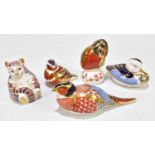 ROYAL CROWN DERBY; five animal form paperweights to include pheasant, length 16cm, etc (5).The small