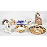 ROYAL CROWN DERBY; six animal form paperweights including Pickworth Piglet, field mouse, hedgehog,
