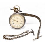 SAMUEL FREEMAN; a late Victorian hallmarked silver open faced chronograph pocket watch, with white