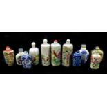 A collection of eleven modern Chinese ceramic scent bottles, various shapes and sizes to include