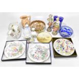 A mixed group of ceramics and cut glass, to include a Royal Doulton plate depicting grouse, a