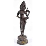 A Sino-Tibetan bronzed metal goddess figure, height 24cm.