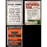 Three vintage posters to include Eastern National billboard example for National Mourning '