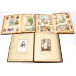 A Victorian leather bound photograph album containing various photographs of gentlemen, children,