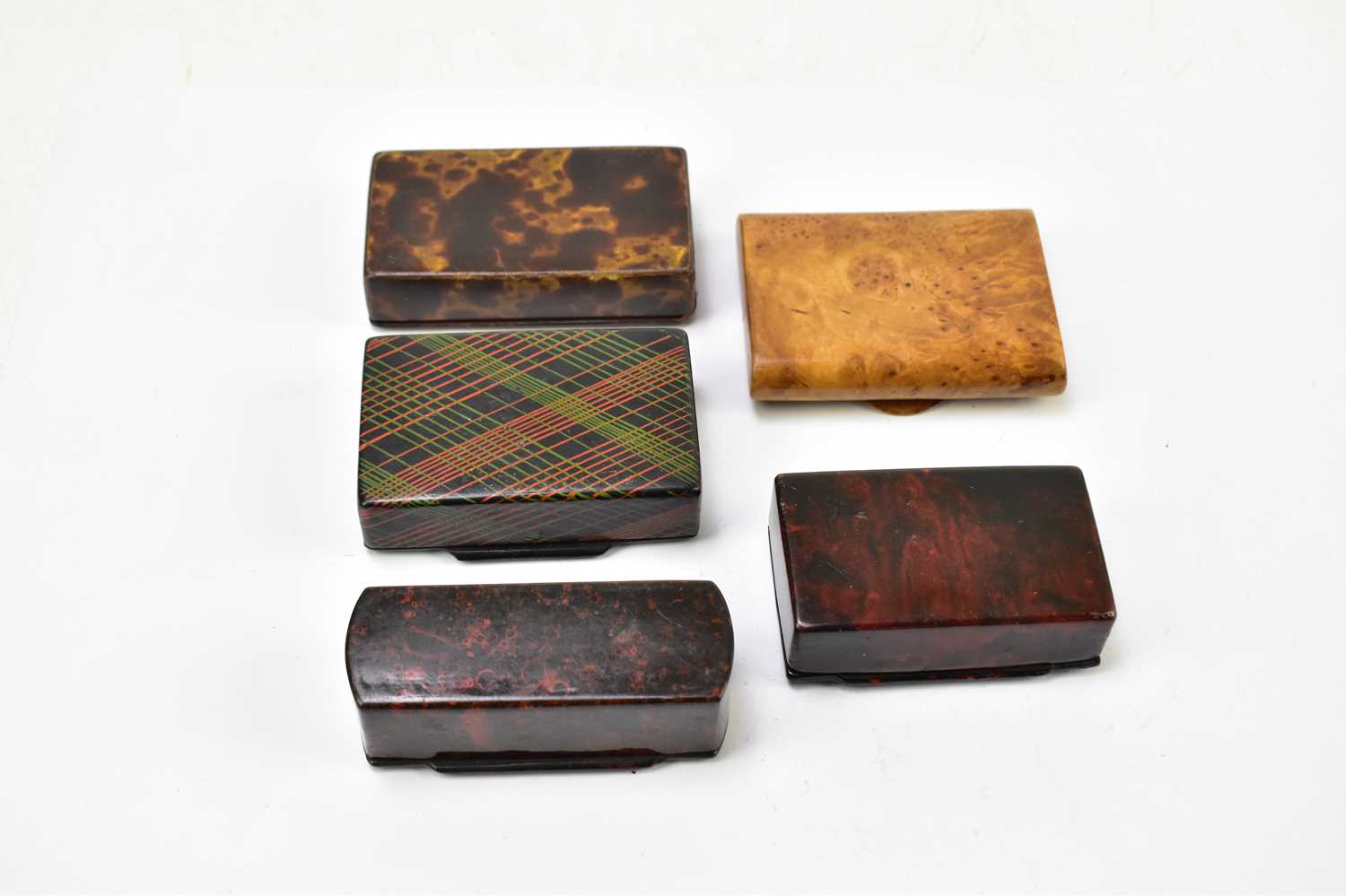 A collection of 19th century and later snuff boxes to include a tartanware example, width 8cm, a - Image 3 of 3