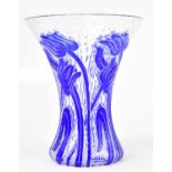 THOMAS WEBB; a cameo Fleur vase with clear and cobalt blue Art Nouveau style flowers, on a faceted