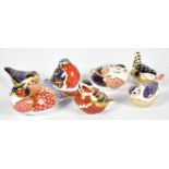 ROYAL CROWN DERBY; seven animal form paperweights, each modelled as birds, including pheasant,