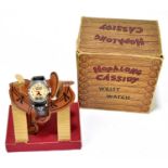 A vintage Hopalong Cassidy wristwatch, fitted on original cardboard saddle, in cardboard box, the