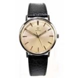 OMEGA; a gentleman's stainless steel wristwatch, the circular dial with baton numerals, with