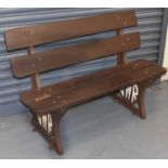 RAILWAYANA; a GWR platform bench with cast iron base and wooden seat, length 120cm.