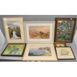 A group of framed and glazed decorative watercolours, the majority late 19th/early 20th century,