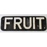 RAILWAYANA; cast iron plate 'Fruit', 13 x 40cm.