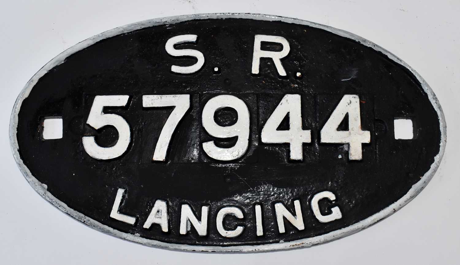 RAILWAYANA; wagon plate, SR57944 Lancing, 19 x 34.5cm.