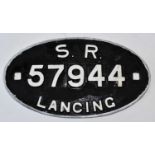 RAILWAYANA; wagon plate, SR57944 Lancing, 19 x 34.5cm.