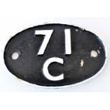 RAILWAYANA; shed plate, 71C (Dorchester 1950-55).