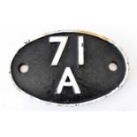 RAILWAYANA; shed plate, 71A (1950-1966).