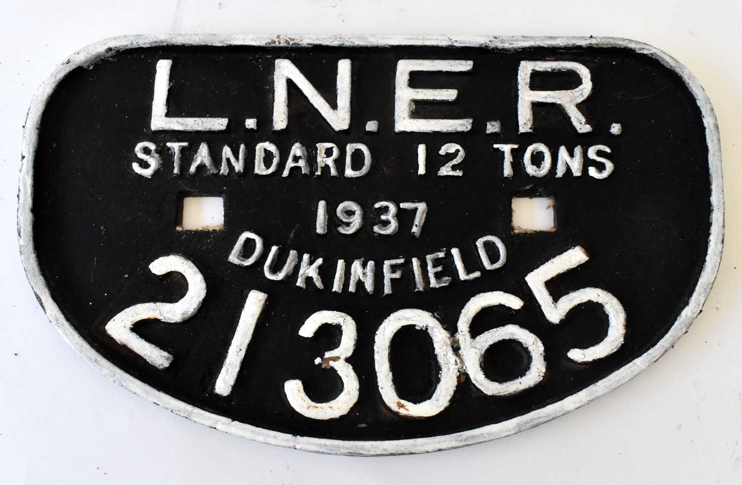 RAILWAYANA; wagon plate, LNER 213065 Standard 12 Tons 1937 Dukinfield, 28 x 16.5cm