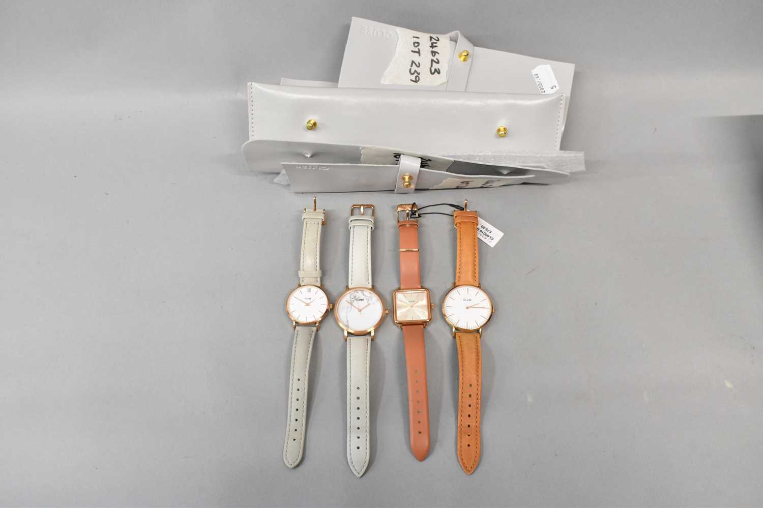 CLUSE; five assorted lady's wristwatches on leather straps in original packaging (5).