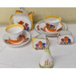 A limited edition reproduction Bradford Exchange Clarice Cliff 'Tea for Two' comprising teapot, milk