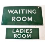 RAILWAYANA; Southern Railway enamel sign 'Waiting Room', 30.5 x 61cm, and 'Ladies Room', 13 x 45.